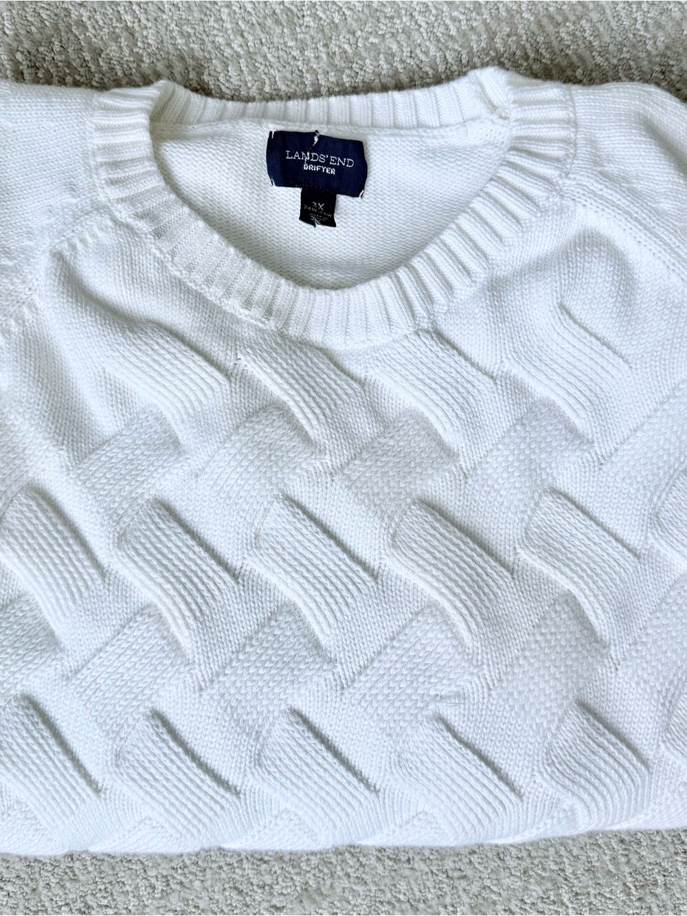 Lands' End Women’s Cream Crewneck Sweater